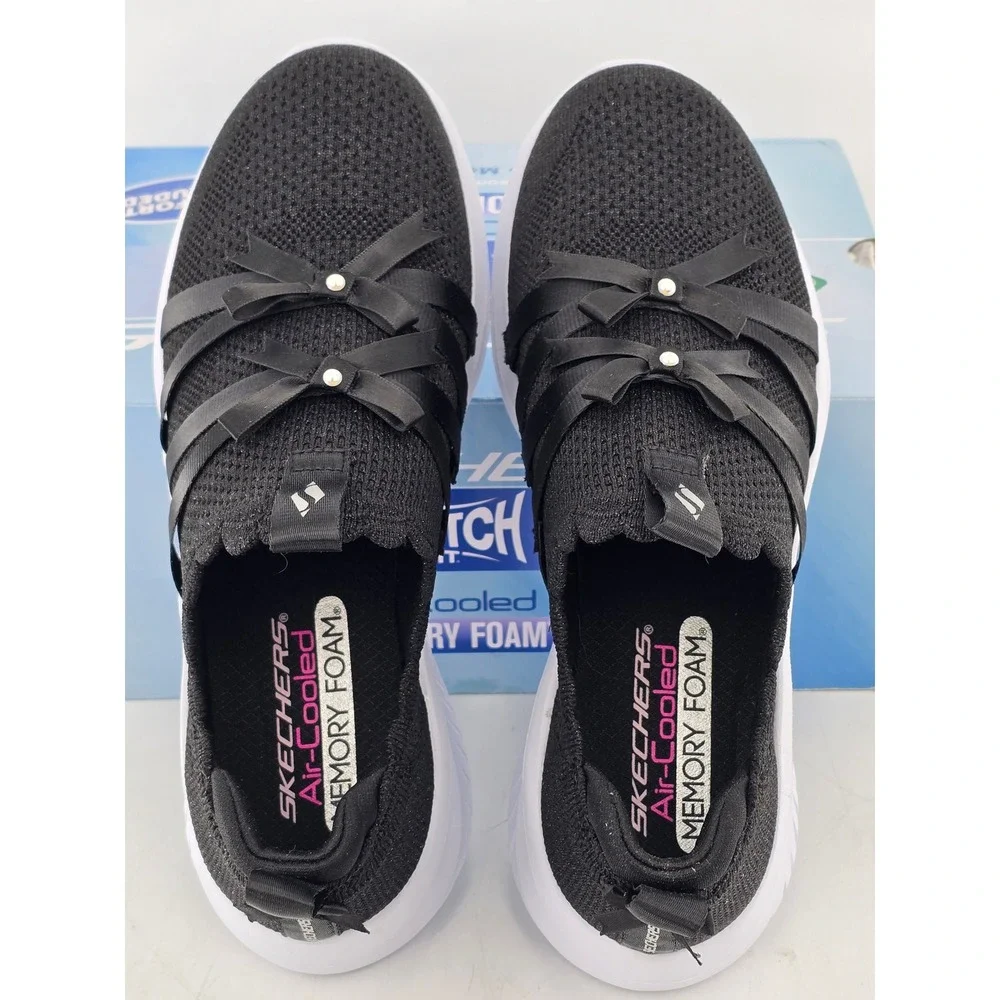 Skechers Ultra Flex 3.0 Sweet Ties Kids 4.5 Black Slip On Sneakers -New
